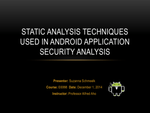 Static Analysis Techniques used for Android Security Analysis