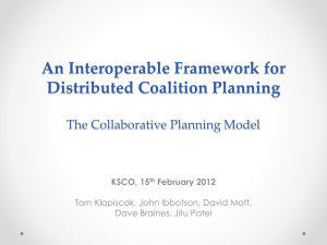 An Interoperable Framework for Distributed Coalition Planning The