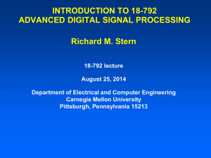 introduction to 18-792 advanced digital signal processing