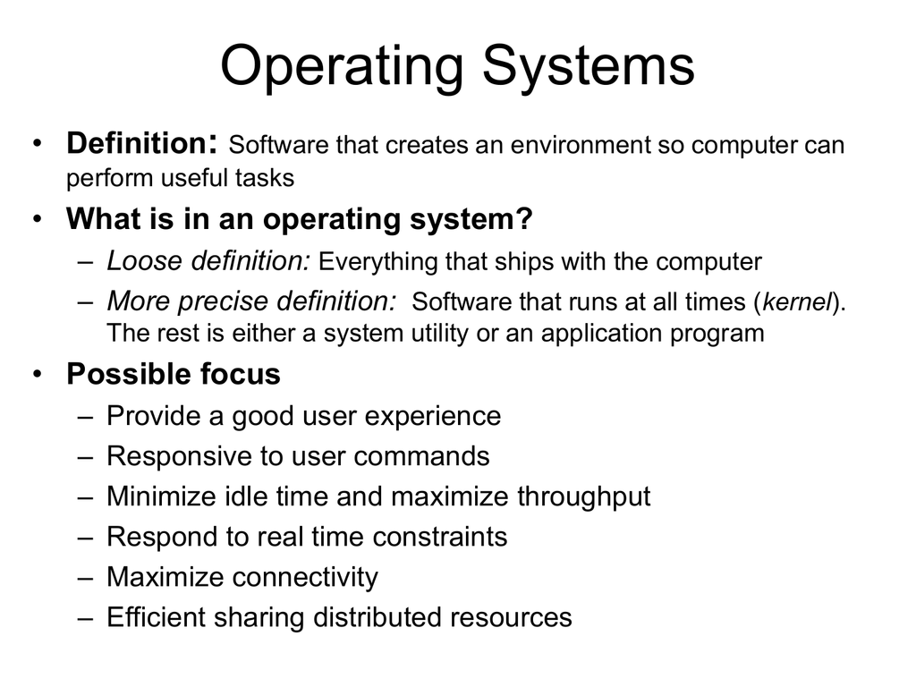 Cs459 Operating Systems Introduction