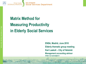 Matrix Method for Measuring Productivity in Elderly