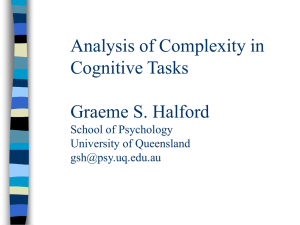 Analysis of Complexity in Cognitive Tasks Graeme S. Halford