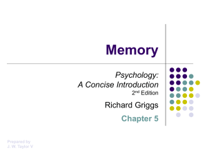 Griggs Chapter 5: Memory