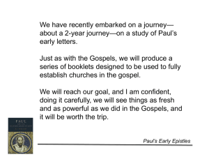 Paul`s Early Epistles
