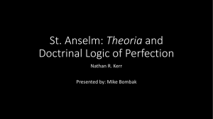 St. Anselm: Theoria and Doctrinal Logic of Perfection