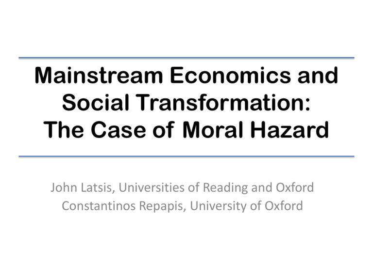 The Case Of Moral Hazard