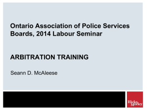 arbitration training - Ontario Association of Police Service Boards