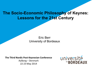 The Socio-Economic Philosophy of Keynes: Lessons for the 21st