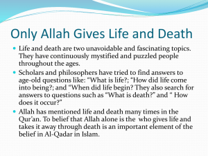 Only Allah Gives Life and Death Grade 11