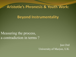 Aristotle`s Phronesis & Youth Work