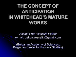 The Concept of Anticipation In Whitehead`s Mature Work