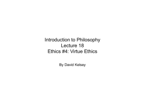 on virtue - David Kelsey`s Philosophy Home Page
