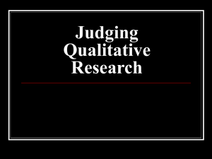 Lecture 7: Judging Qualitative Research