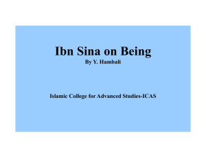 Ibn Sina on Being By Y. Hambali Islamic College for