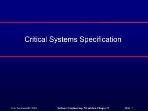 Critical Systems Specification