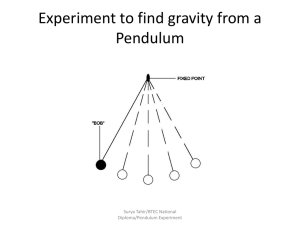 Experiment to find gravity from a Pendulum