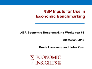 NSP inputs for use in economic benchmarking