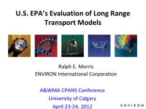 US EPA`s Evaluation of Long Range Transport Models