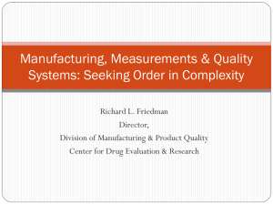 Manufacturing, and Seeking Order in Complexity