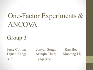 One Factor Experiment and Ancova