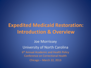 Expedited Medicaid Restoration - Academic and Health Policy