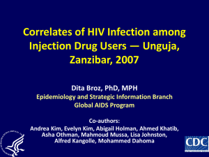 Correlates of HIV Infection among Injection Drug Users — Unguja