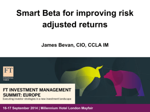 Smart Beta for improving risk adjusted returns