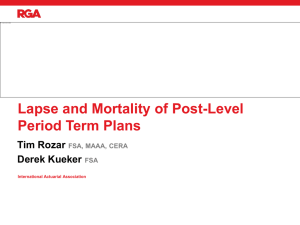 Post-Level Premium Structure - International Actuarial Association