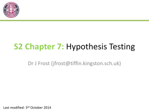 S2 - Chapter 7 Hypothesis Testing