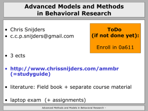 Advanced Methods and Models in Behavioral