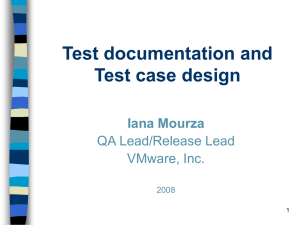 Test documentation and Test case design