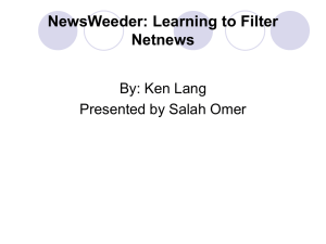 NewsWeeder: Learning to Filter Netnews