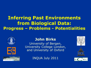 Inferring past environments from biological data: progress