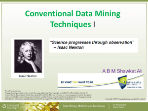 Conventional Data Mining Techniques I