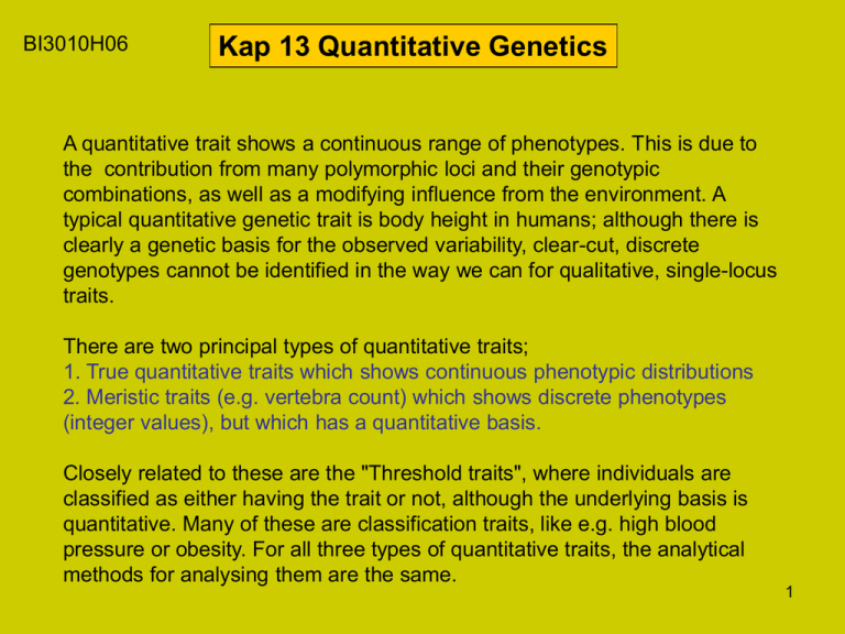 quantitative genetics hypothesis