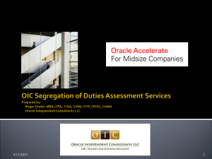 OIC SOD Assessments - Oracle Independent Consultants (OIC) LLC