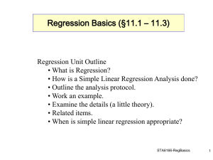 Lecture 11 Regression Basics - Department of Mathematics