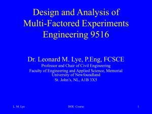 Design and Analysis of Experiments - a short course