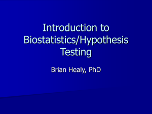 Introduction to Biostatistics: Part I