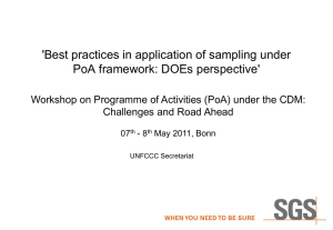 Best practices in application of sampling under PoA - CDM