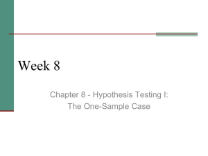 Chapter 8 Hypothesis Testing I