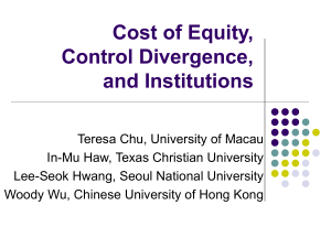 Ultimate Ownership and The Cost of Capital