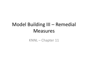 Model Building III – Remedial Measures