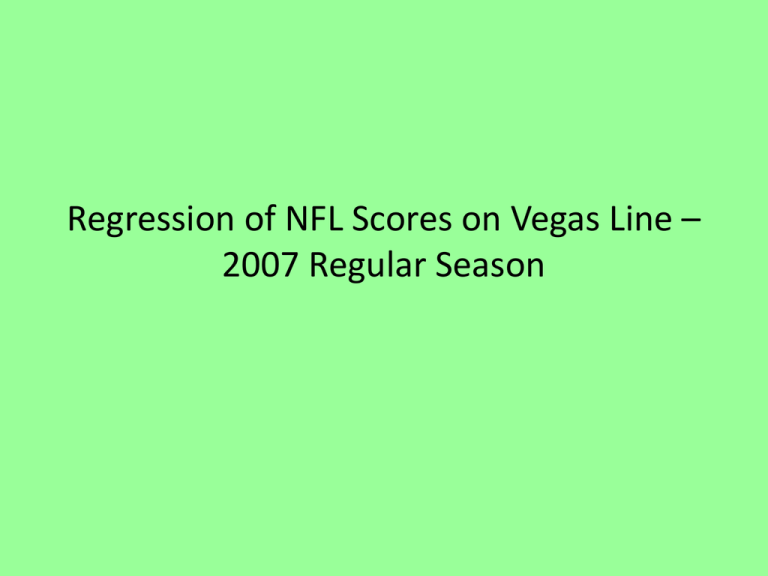 Regression of NFL Scores on Vegas Line 2007 Regular Season