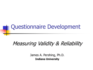 Pershing, Validity and Reliability in Questionnaire Development