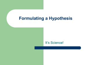 Formulating a Hypothesis