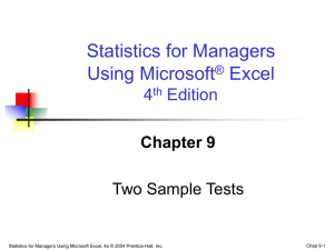 Statistics for Managers Using Microsoft Excel, 4/e - mh