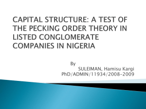 Capital Structure: A Test of the Pecking Order Theory in Listed