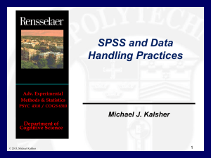 Data Handling Procedures and SPSS