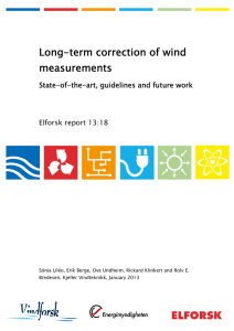 Long-term correction of wind measurements